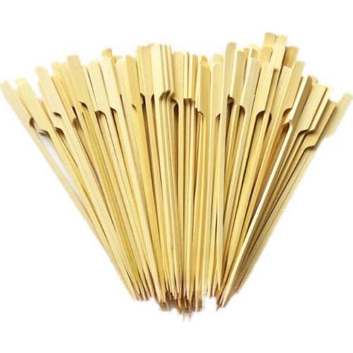 100pcs 18cm/7"Bamboo Paddle Pick Skewers Roasting Sticks for Fruit BBQ Grill Disposable Toothpicks Flat Wood Appetizer Skewer