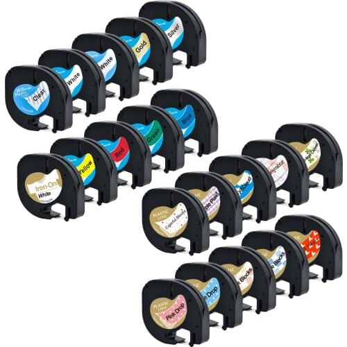 20pcs for 12267 91201 91202 91203 91204 91205 91207 91208 label tape for LT-100H label maker 12mm dymo letratag 91331 ribbon
