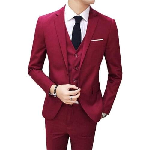 3PCS Business Party Oversize Men Suits Peaked Lapel Two Button Custom Made Wedding Groom Jacket Pants Vest Sets costume homme