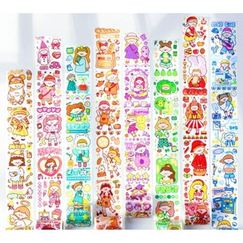 5pcs/Box cute vitality girl daily decoration washi tape DIY bullet diary scrapbook anime stationery set tape school supplies