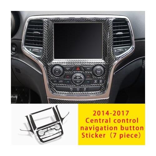 For Jeep Grand Cherokee 2014-2017 carbon fiber Central control navigation button Sticker 7pcs