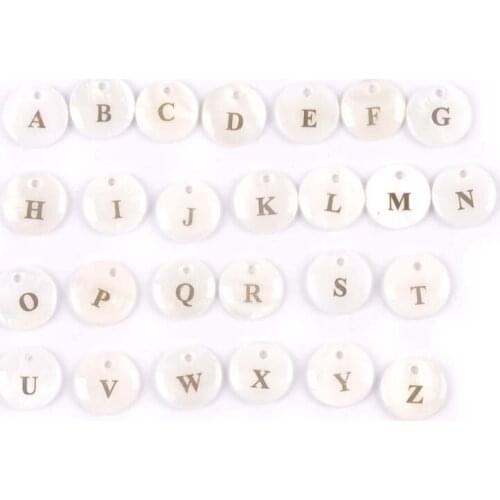 A-Z Inlaid With Gold Alphabet/Letter Natural Seashells Diy CcessoriesFor Jewelry Making Bracelet Necklace Charms 12mm 2/26Pcs
