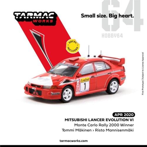 Tarmac works cars 1:64 Mitsubishi Lancer Evolution VI 2020-1 Collection car