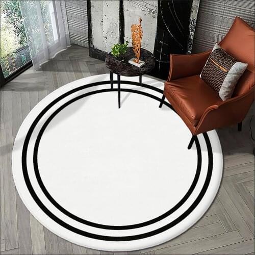 White modern living room carpet kitchen round carpet black ribbon detailed high quality Free Shipping carpet