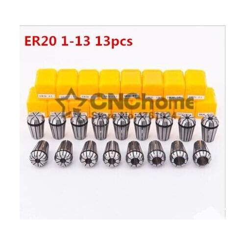 Free freight ER20 13PCs clamp set 1 mm to 13 mm Range for milling CNC engraving machine tool motor axis