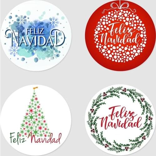 Feliz Navidad Christmas Gift Sealing Stickers Self-adhesive Stickers New Year Xmas Merry Christmas Party Decor Labels 3.5/4.5cm