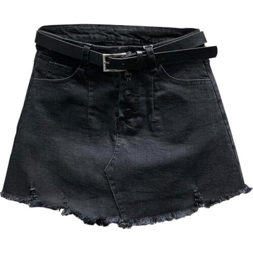 Denim short skirt women autumn anti-going high waist stretch Slim a-lien jeans skirt