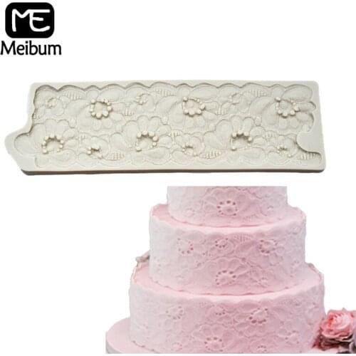 Meibum Lace Ruffle Petal Cake Fondant Mold Silicone Molds Wedding Dessert GumPaste Sugar Craft Decorating Mould Baking Tools