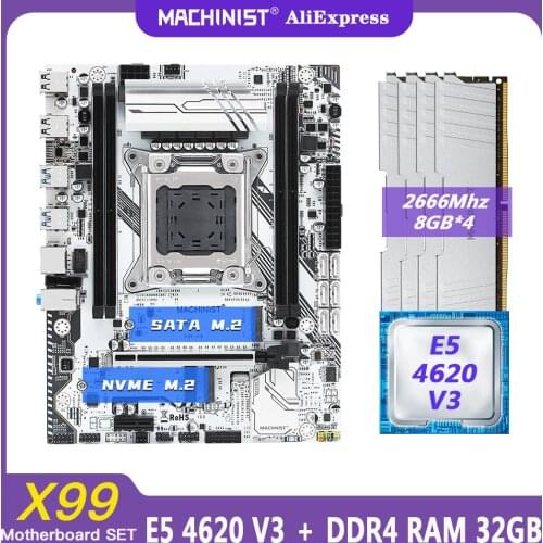 X99 motherboard LGA 2011-3 set kit with Intel xeon E5 4620 V3 processor DDR4 32GB(4*8GB) 2666mhz RAM memory M-ATX X99-K9