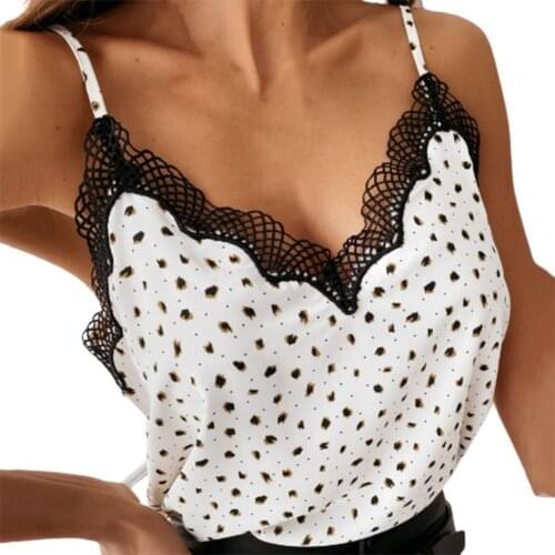 Camisole Dots Print Sleeveless Sexy Lace Trim V Neck Spaghetti Straps Vest Tank Top for Summer Sexy Corset Top Camisole Tank Top