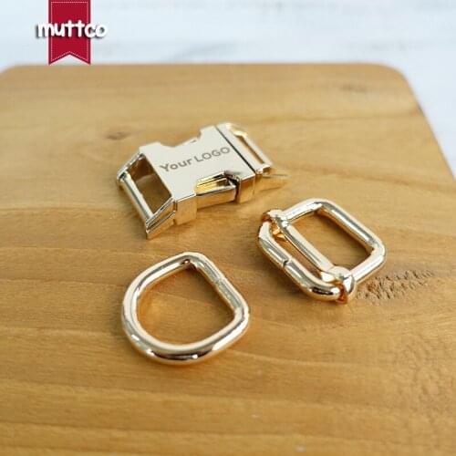 Metal buckle+adjust buckle+D ring/set)DIY dog collar 15mm accessory engraved buckle customize LOGO provide laser engraving name
