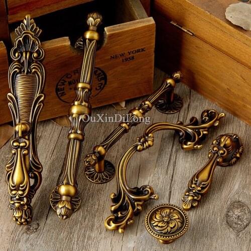 Top Quality 10PCS European Antique Solid Furniture Handles Cupboard Wardrobe Kitchen Drawer Cabinet Pulls Handles and Knobs