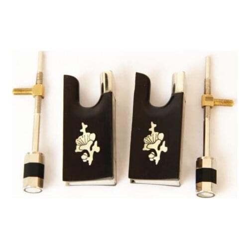 Wholesale 5 Sets Brand New Ebony Violin 4/4 Bow Frogs Ablone Full Lined Flower Inlayed Nickel Silver fittings