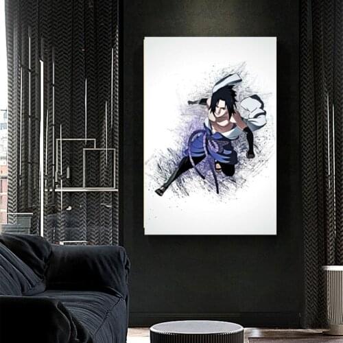 Prints Sasuke Uchiha Animation Posters Wall Art Home Decoration Painting Natuto Pictures For Living Room Framework
