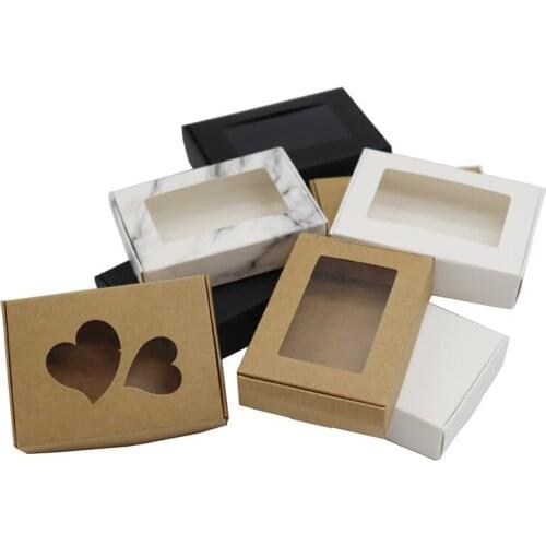 200pcs/lot 9x6x2.5cm&8.5x6x2cm Blank Kraft Candy Box, Handmade Soap Box, Cookies Gift Paper Party Birthday Wedding Favor Box