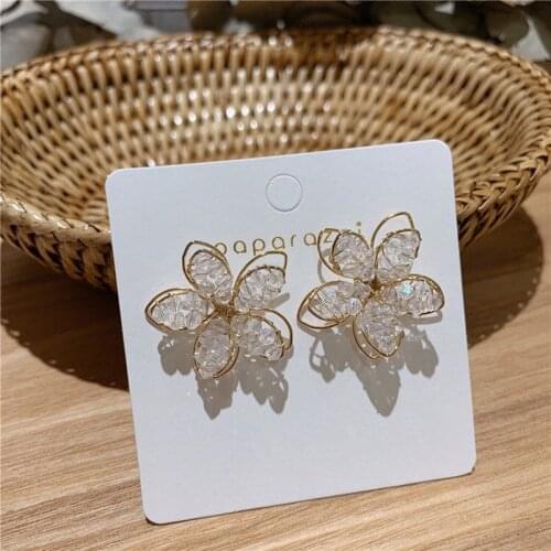 Yaologe Brilliant Rhinestone Blooming Beautiful Flower Earrings Fantasy Fairy Stud Earrings For Women Holiday Wedding Jewellery