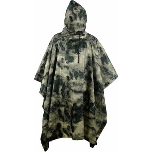 Tactical Camo Poncho Groundsheet Mat Canopy Shelter Bionic Hooded Raincoat