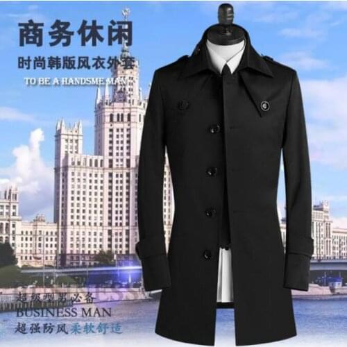 Slim sexy trench coat men overcoat long sleeve mens single breasted clothing Free shipping 2020 new designer business outerwear