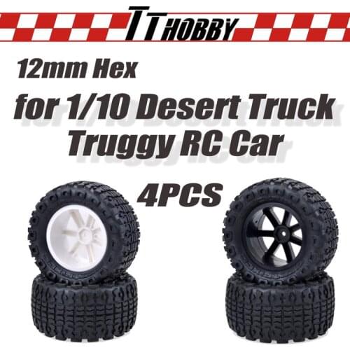 TTHOBBY 4PCS Rc Wheel Tire Monster Truck Wheels 12mm Hub Hex Square Tooth Tire for 1/10 Short Course Desert Truck Truggy RC Car