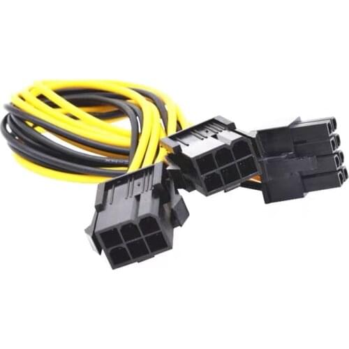 20CM 8Pin Female To Dual 6Pin Male PCI-E Power Adapte 8 pin to 2X6 pin 18AWG Motherboard Power Supply Cable Y - Splitter Adapter