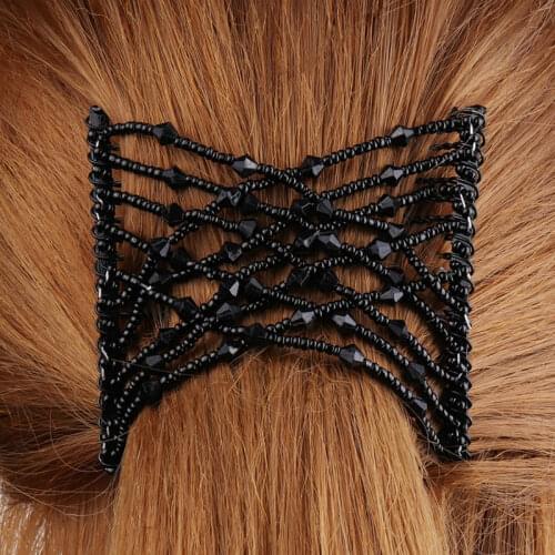 Beads Double Slide Magic Hair Comb Clip Stretchy Hair Styling Butterfly Hair Clips Twist Bun Hairpins for Women Gilrs