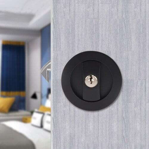 1set Sliding Door Hook Lock Zinc alloy Round Hidden handle For hotel bedroom bathroom kitchen balcony latch Furniture Hardware