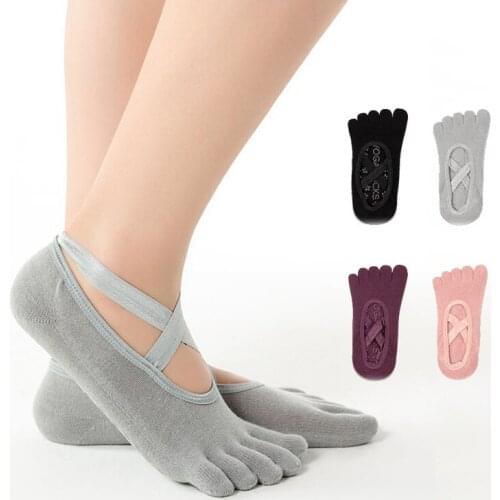 Women Yoga Socks With Fingers Open Toe Stocking Anti-Slip Breathable Sports Socks For Fitness Gym Cross Ballet Dance Sock 1Pair