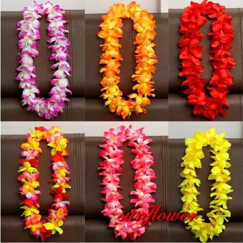 1PCS Hawaiian Artificial Flowers Leis Garland Necklace Flowers Wreath DIY Fancy Dress Accessories Hawaii Beach Party Decoration