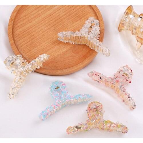1PCS Rhinestone Crushing Hair Claw Bohemian Broken Drill Gripper Shark Clip Women New Style High Quality Hairpin Hair Accessory