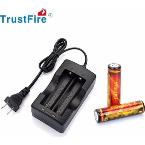 2pcs TrustFire PCB Protected 18650 Li-ion Battery 3.7V 3000mAh Rechargeable Lithium Battery With EU Charger for LED Flashlight