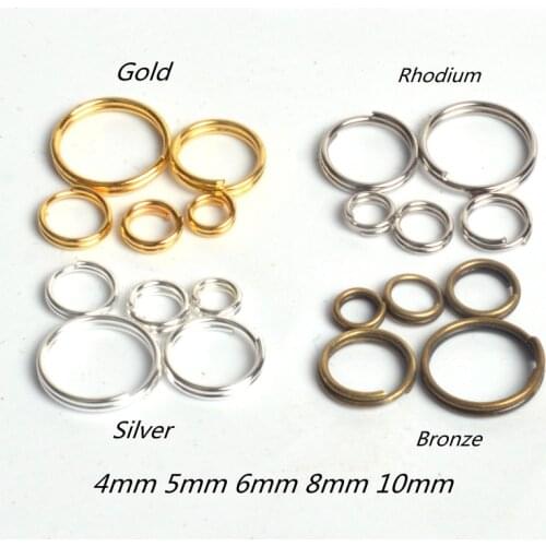 200pcs/lot 4 5 6 8 10 12mm Open Jump Rings Double Loops Gold Silver Rhodium Color Split Rings Connectors For Jewelry Making DIY