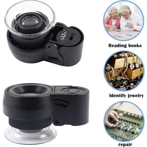 45X Magnifier Optical Glass Lens LED Full Metal Folding Linen Tester Loupe Thread Counter Magnifier Magnifying Glass