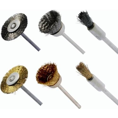 50pcs Electric Burr Deburring Wheels Brush Brass Wire Mounted Brush For Dremel Accessories Rotary Tool Dia 22mm