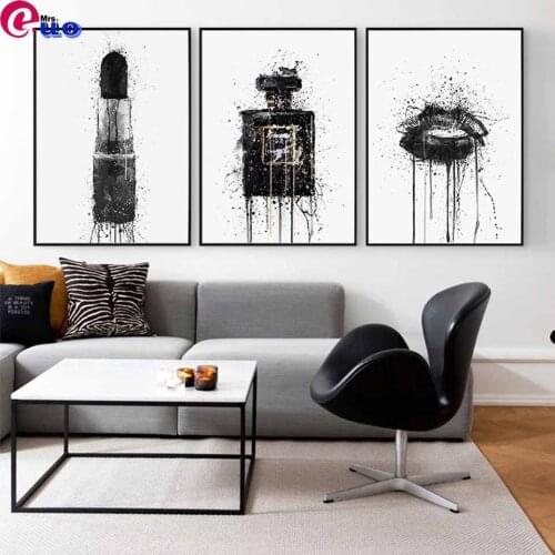 5d Diamond Painting White & Black Perfume Bottle Lipstick Diamond Embroidery Full Square Handmade Cross Stitch Kits Home Decor