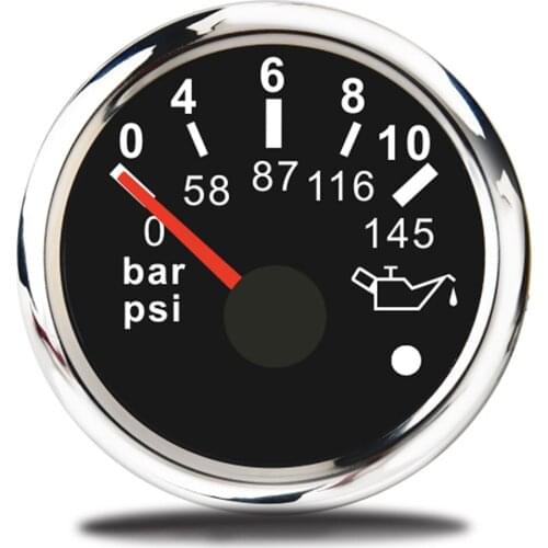 52mm 2 inch Car 0~10 Bar 0-145 PSI Oil Pressure Gauge Automobile Sensor Metric Table Oil Press Meter 12V Truck Boat With Alarm