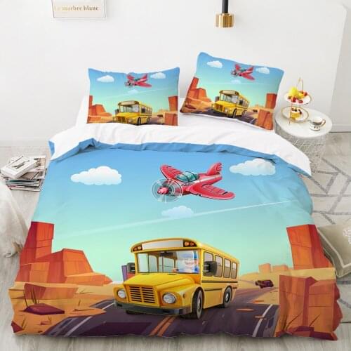 Car Cartoon Kids Bedding set for children baby girls Duvet cover set pillow case Bed linens Quilt cover 240x220 140x200 aircraft