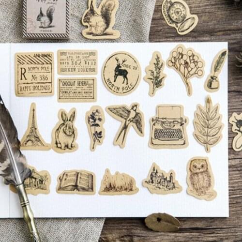 Free shipping 56packs Retro Animal Tower Rabbit Stationery Stickers Vintage Decorations Scrapbooking Diary Albums Bullet Journal