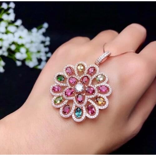 Boutique jewels 925 sterling silver inlaid with gem natural drop amethyst necklace + pendant jewelry