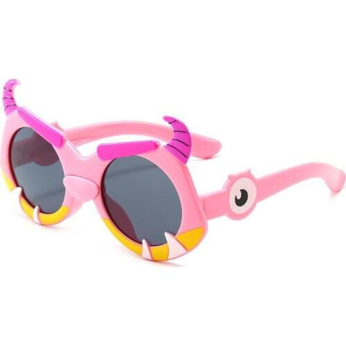 Kids Cartoon Calf Horn Sunglasses Polarized Boys Girls Cute Crap Sun Glasses Resin Flexible Safety Frame Shades UV400