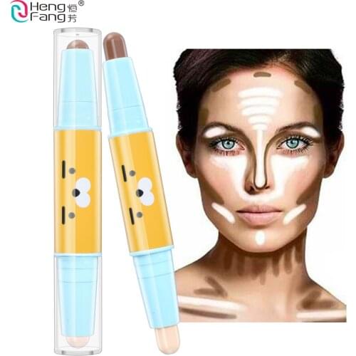 Double Head 3D Bronzer Highlighter Stick Face Makeup Concealer Pen Texture Contour Pencil 3.4g Makeup Brand HengFang #H8469