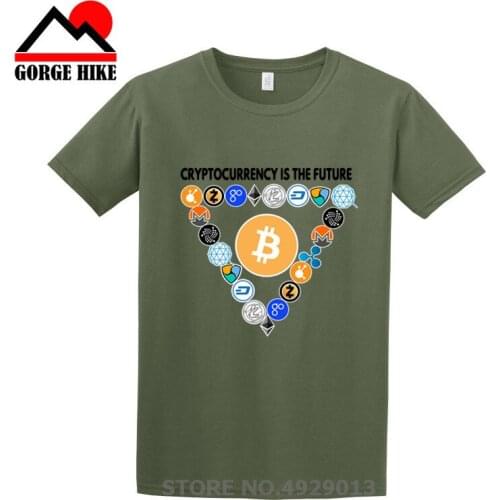 Digital Logo Tees currencies in triangle bitcoin Men T-Shirt All cryptocurrencies t shirt Atom design crypto male Bitcoin tshirt