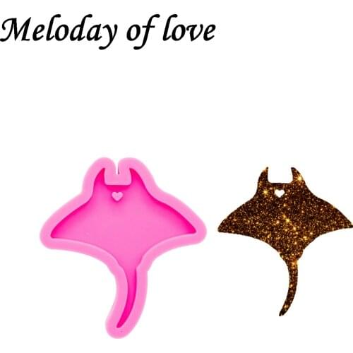 Glossy Sting Rays Keychain Epoxy Resin Molds Jewelry Making Custom Silicone Mould DY0349