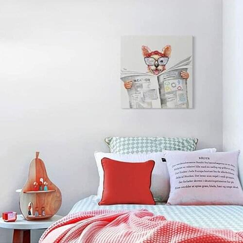 Large Size Pop Art Painting Cute Dog Canvas Art Poster Oil Painting For Living Room and Bedroom Decoration Unframed Gift