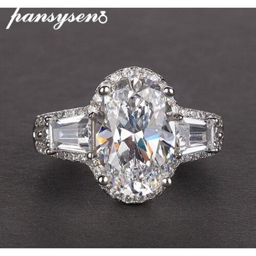 PANSYSEN New Solid Silver 925 Sterling 8ct Oval 8x12mm Lab Moissanite Diamond Engagement Rings for Women Party Fine Jewelry Ring