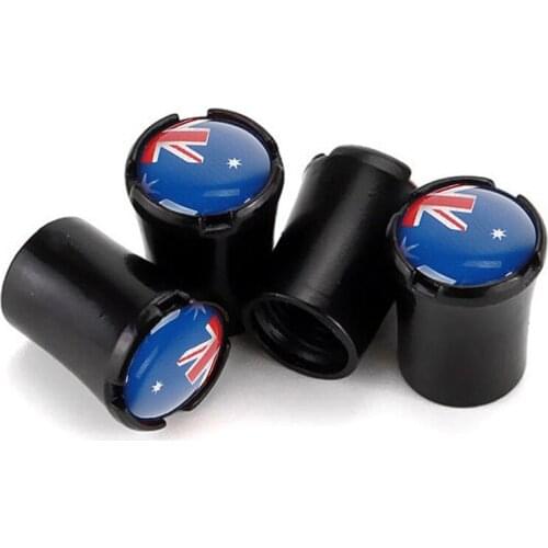 4pcs/Lot Australia Flag Car Tire Valve Caps For Cadillac CTS SRX ATS XTS CT5 Wheel Tires Air Dust Waterproof Screw Airtight Cap