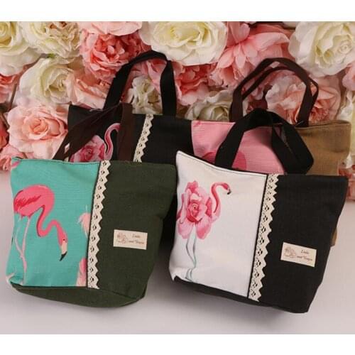 M475 Cartoon Shoulder Bag For Women Cute Animal Flamingo Canvas Handbag Summer Beach Bag Ladies Bag Wholesale
