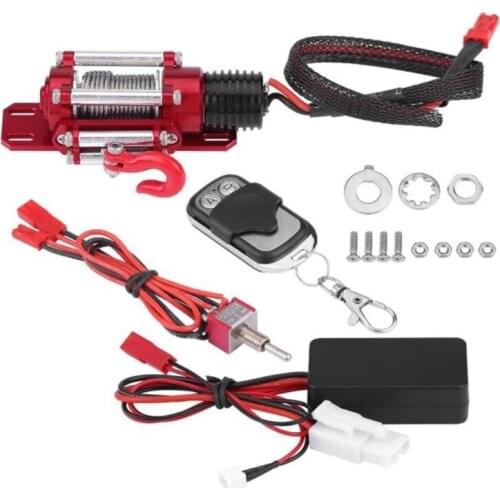 RC Winch,1/10 RC Model Vehicle Crawler Car Metal Winch with Remote Controller for Traxxas/HSP/D90/SCX10 RC Crawler Car