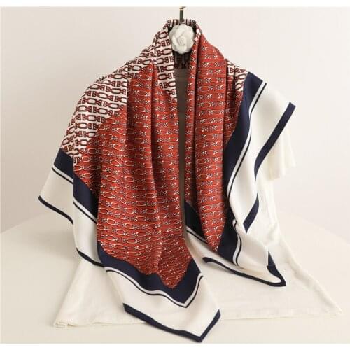 Fashion Twill Square Scarf for Women Print Neckerchief Female Handle Bag Shawl Wraps Pashmina 90cm Foulard Beach Stoles 2021 New