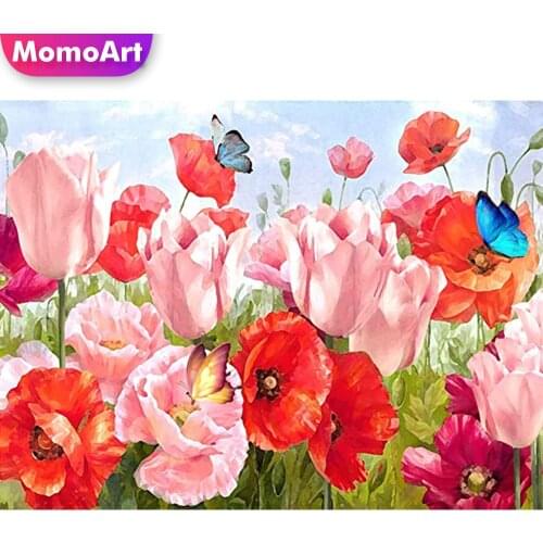 MomoArt Diamond Embroidery Tulip Cross Stitch Diamond Painting Poppy Full Drill Square Mosaic Flower New Arrival Handmade Gift
