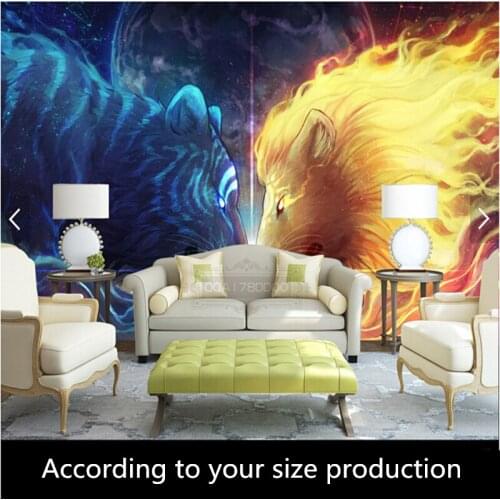 Custom Papel de parede 3D, tiger lion mural for the living room dining room wall waterproof vinyl wallpaper